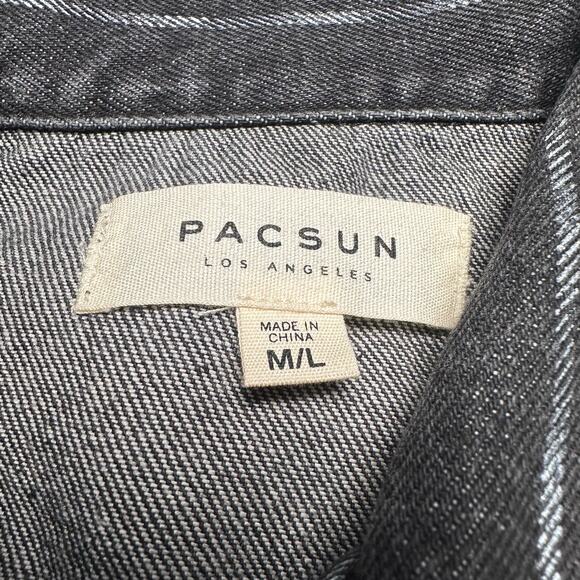 PacSun | Women | Faded Wash Black Stripe Cropped Denim Jacket | Size M-L - Picture 6 of 11